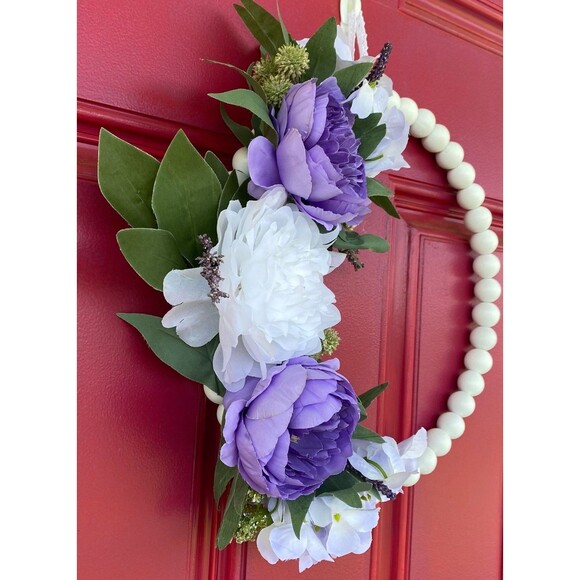 Summertime Door Decor, Summer Bead Hoop Wreath, Farmhouse Decor, Country Decor - Picture 10 of 10